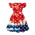 thumbnail image 4 of Jinhomg Toddler Girls Holiday Dresses Cute Star Striped Print Midi Dress Casual Ruffle Flutter Sleeve Party Dresses Patriotic 4Th Of July American Flag Outfits Red 140, 4 of 5