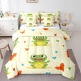 thumbnail image 1 of Erosebrial 7Pcs Frog Comforter Set Bed In A Bag, Cartoon Frog Butterfly Decor Full Size, 1 of 4