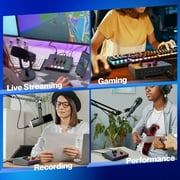 FIFINE SC3 Gaming Audio Mixer, 4 Channels Audio Interface with XLR/6.35mm/3.5mm Inputs, RGB Streaming Sound Card with Monitor, 48V Power, Mute Button SC3PLUS