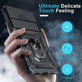 thumbnail image 3 of KOMI Compatible with Google Pixel 7a Case Built in Slide Camera Lens Cover+Screen Protector+Finger Ring Holder Kickstand,Heavy Duty Shockproof Full Body Protective Phone Cover,2023 Black, 3 of 5