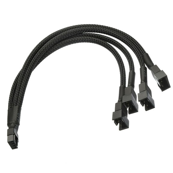 Uxcell PWM Fan Splitter Cable 4 Pin Female to 3 Pin Male 10.6" PC Fan Sleeved Power Extension Cable 1 to 4 Style