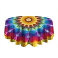 thumbnail image 5 of Colorful Tie Dye Star Mandala Round Tablecloth 60"x60",Wrinkle Wipeable Table Cloth for Kitchen Dining Room Picnic Patio Party, 5 of 6