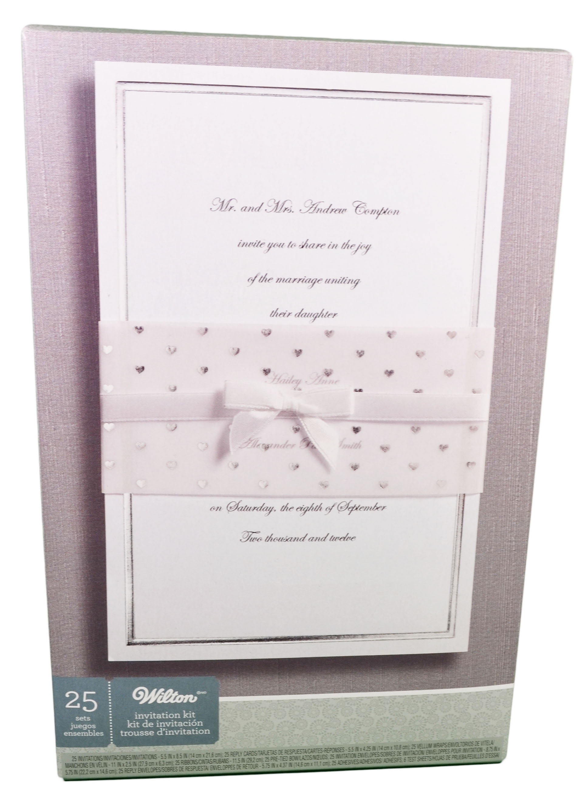Wilton Wedding Invitation Kit Silver Heart Wrap 25 Count 10081611