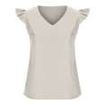 thumbnail image 5 of cfhntfmh Womens Fashion Tops Summer Soft Ruffle Cap Sleeve Tunic Shirts Comfy V Neck Going out Casual Blouses, 5 of 7