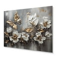 thumbnail image 2 of Designart "Butterfly Wings And Flowers Golden White III" Floral Metal Art Print, 2 of 5