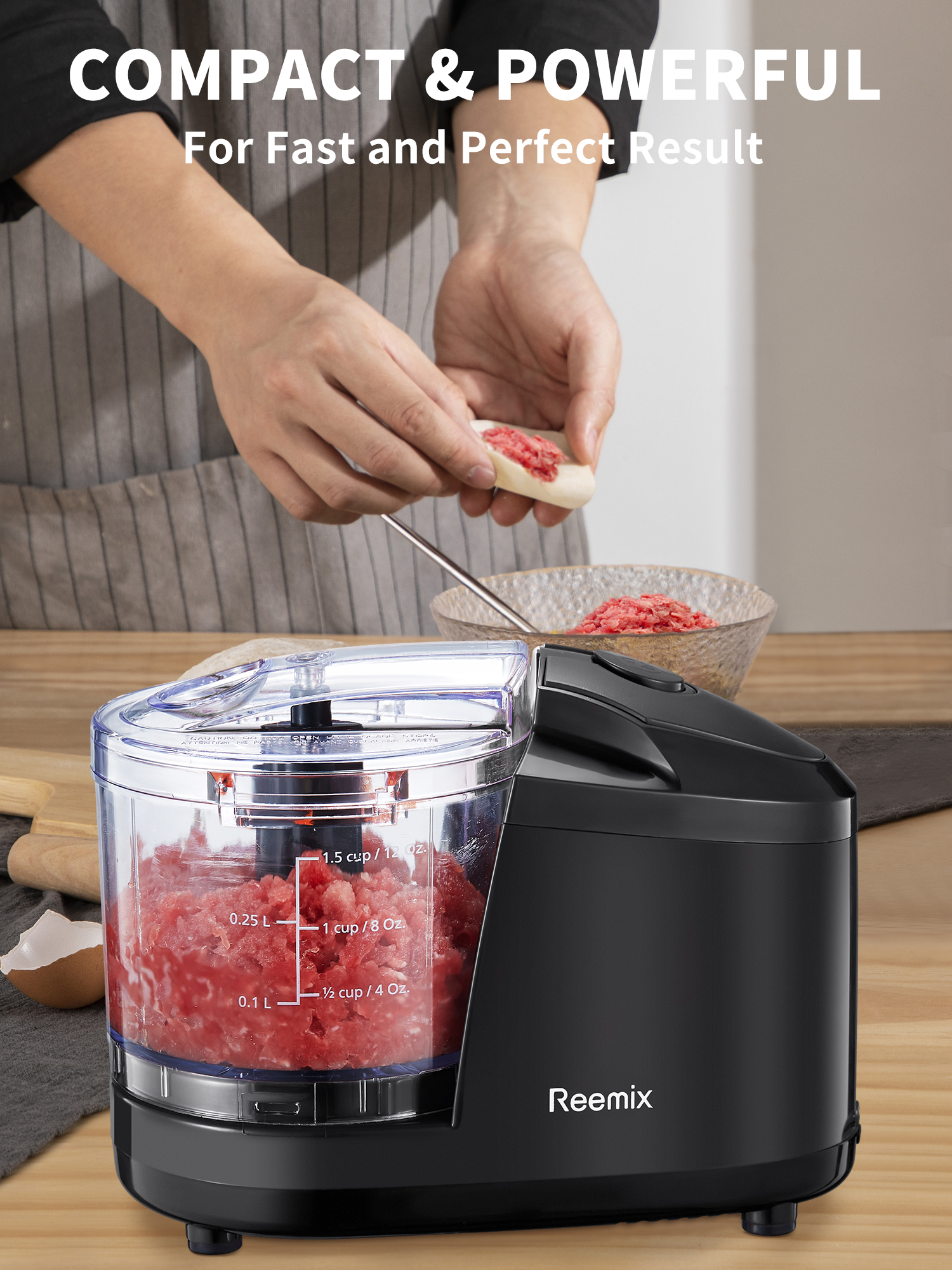 Reemix Mini Food Chopper, 350ml Electric Processor, Black photo 3