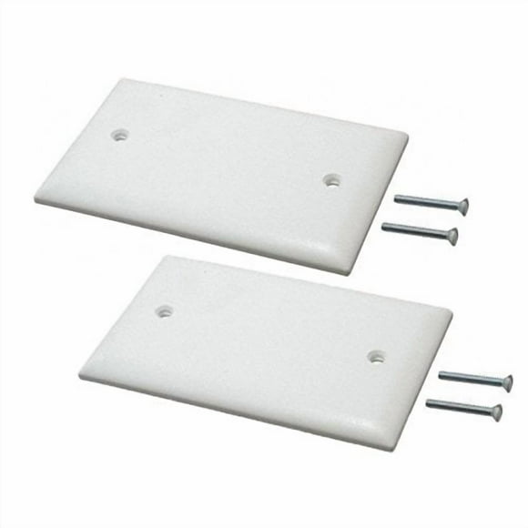Single Gang Plastic White Electric Box Blank Face Wall Plate Cover (2/pk) 1-Gang