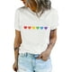 thumbnail image 2 of ABPHQTO Camiseta de manga corta con estampado de formas de corazón de color arcoíris blanco para mujer, 2 of 5