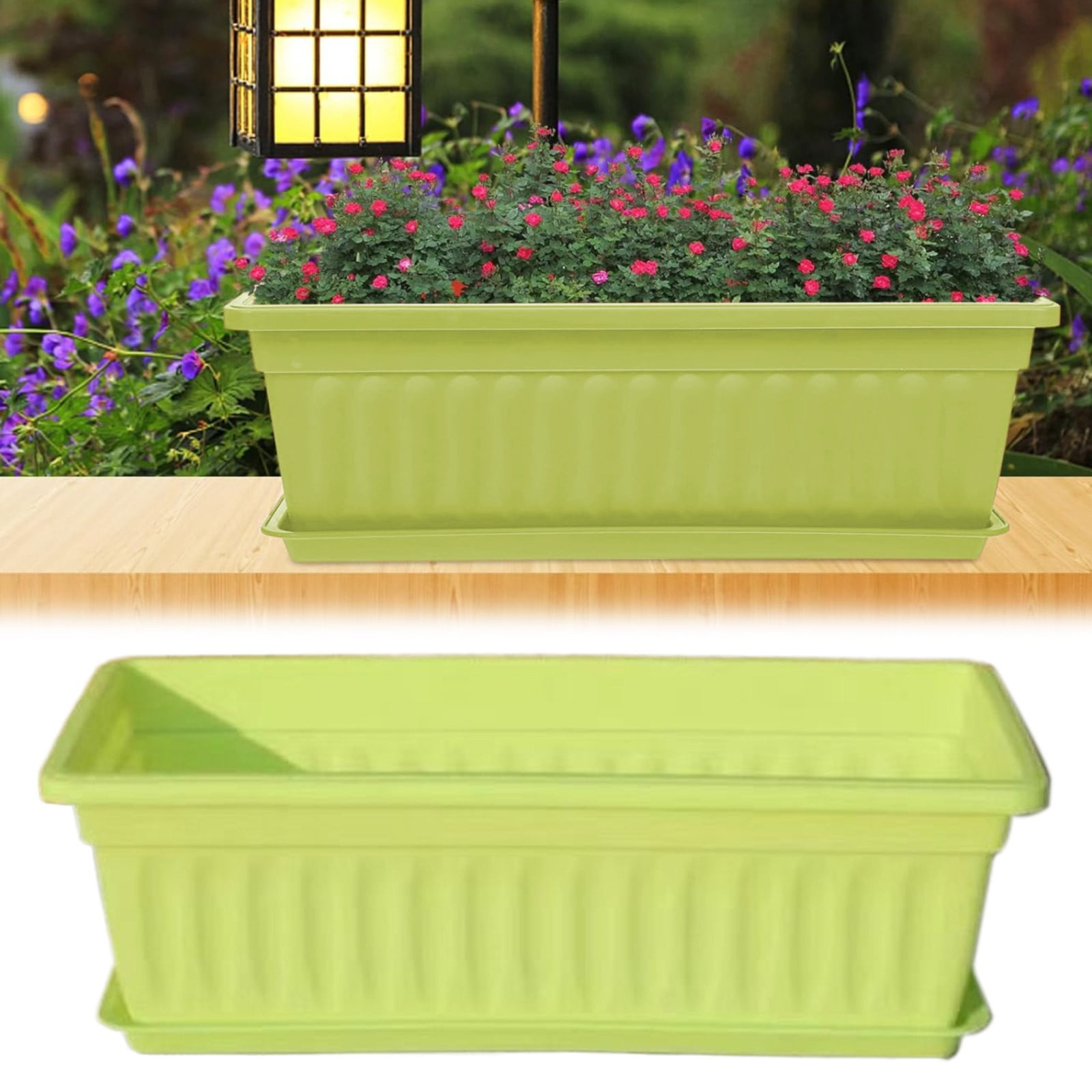 UYUH 44x19x14cm Resin Window Trough Planter Box, Long Rectangular Vegetable and Flower Pot for Balcony Gardening, Durable Indoor and Outdoor Decorative Container