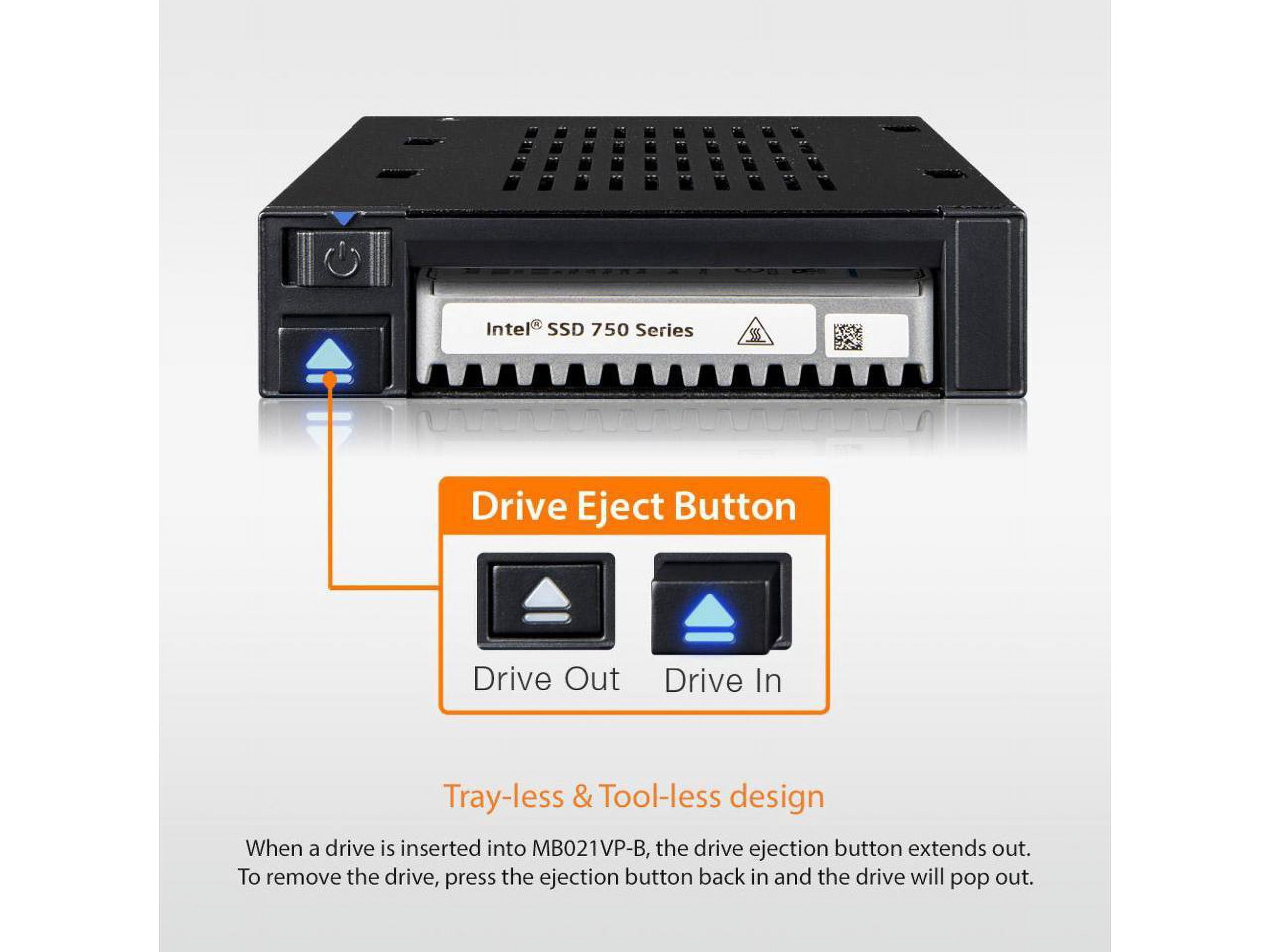 Icy Dock FlexiDOCK MB021VP-B Drive Enclosure for 3.5" U.2, PCI Express NVMe - SFF-8654 SlimSAS Host Interface Internal - Black (260561)