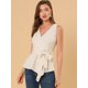 thumbnail image 2 of INSPIRE CHIC INSPIRE CHIC Tops De Verano Para Mujer, Sin Mangas, Con Escote En V, Con Lazo, En La Cintura Blanco crema S, 2 of 6