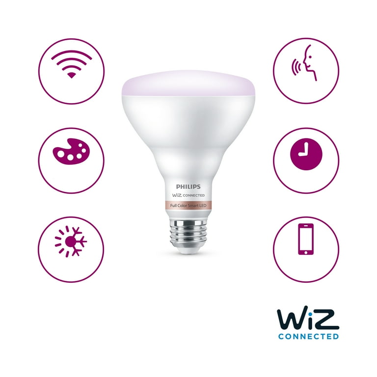 WiZ 72-Watt Equivalent BR30 Colors and Tunable Wi-Fi Connected Smart LED Light Bulb in White (4-Pack) WiZ 72-Watt Equivalent BR30 Colors and Tunable Wi-Fi Connected Smart LED Light Bulb in White (4-Pack)