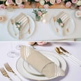 thumbnail image 2 of Beige Striped Cloth Napkins,Farmhouse Luxurious White Stripes Modern Abstract Art Washable and Reusable Dinner Napkins Set of 8,Table Napkin for Kitchen Party Birthday Wedding Hotel 20"x20", 2 of 8