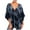 Black, variant on Women's V-Neck Tie Front Top, Loose Fit Printed Blouse with Middle Sleeves, Casual Shirt for Spring and Summer