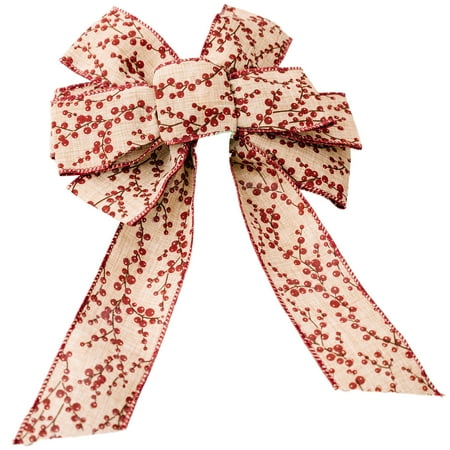 

Ruanlalo Christmas Bowknot Christmas Ribbon Bowknot Wired Multi-patterns Thicker Anti-fade DIY Scene Layout Reusable Large Size Xmas Tree Wreath Bow Pendant for Party