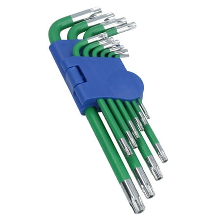 

10pc Long Torx Tamperproof Torx Star keys with Holder T9 – T50 Anti Slip Grip