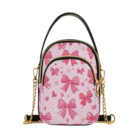 Women's Crossbody Handbags Shoulder Handbag Multi Pocket Crossbody Bag Pink Cute Bows