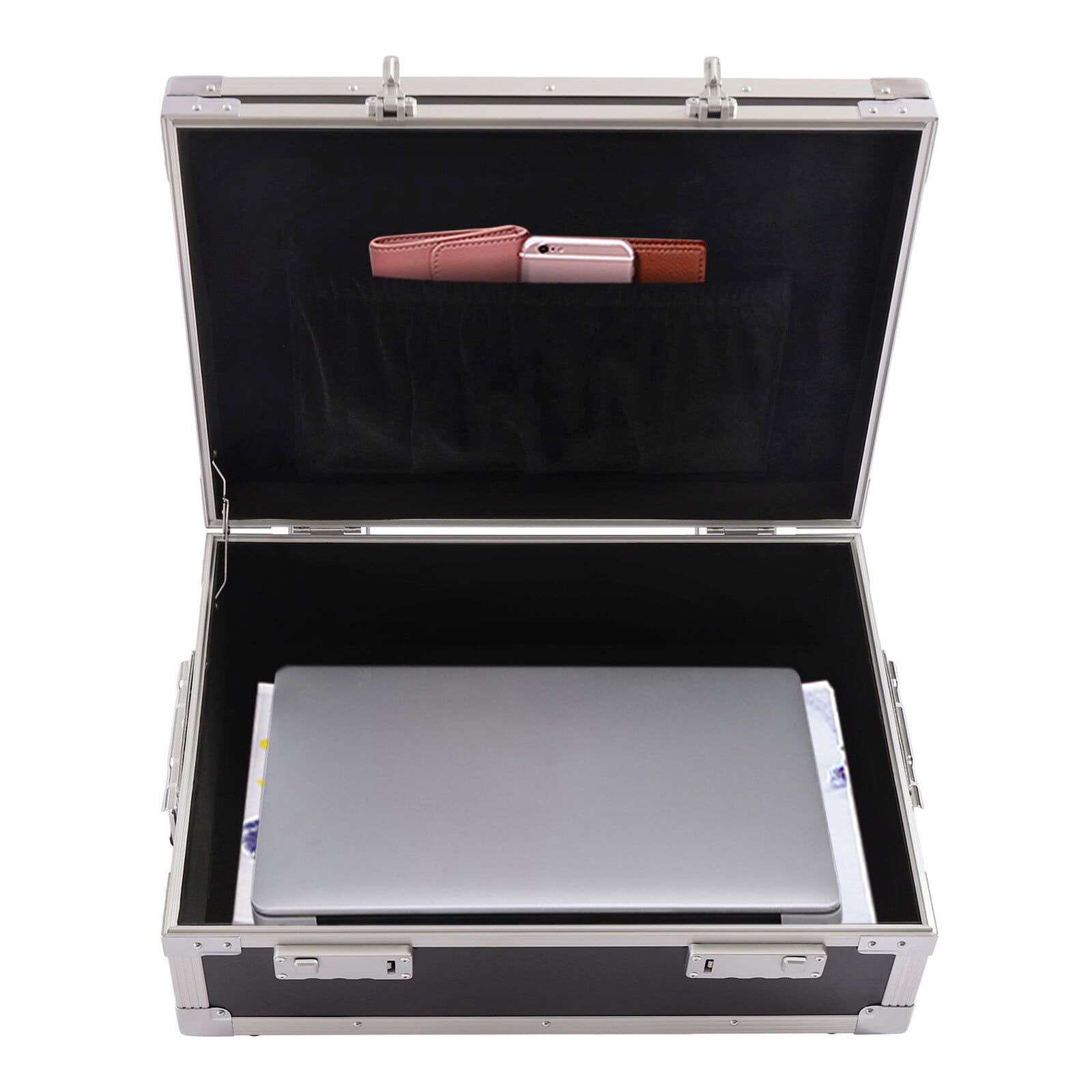 ToppiJoy Lockable Safe Storage Box, Locking Briefcase for Personal Items, Cash, Laptop Black