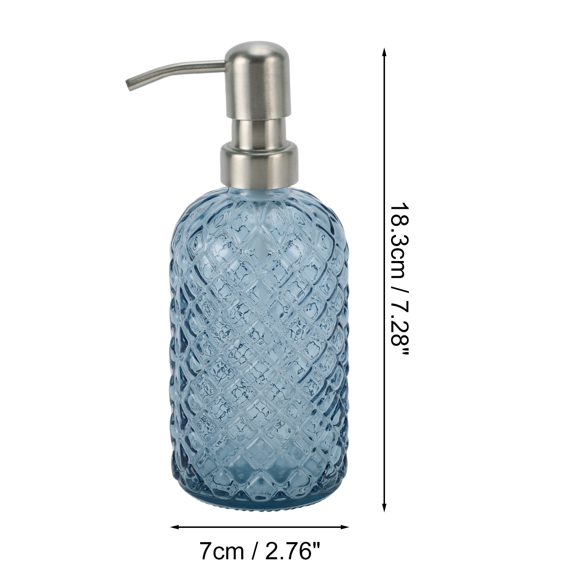 1 Pc Simple Cylindrical Soap Pump Dispenser for Bath 400ml Blue Silver Tone
