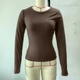 thumbnail image 5 of Tauxra Women's Casual Solid Color Long Sleeve Round Neck T-Shirt Top, Basic Layering Tee for Everyday Wear, Comfortable and Versatile Blouse for Women, Fashionable and Soft Long Sleeve, 5 of 6