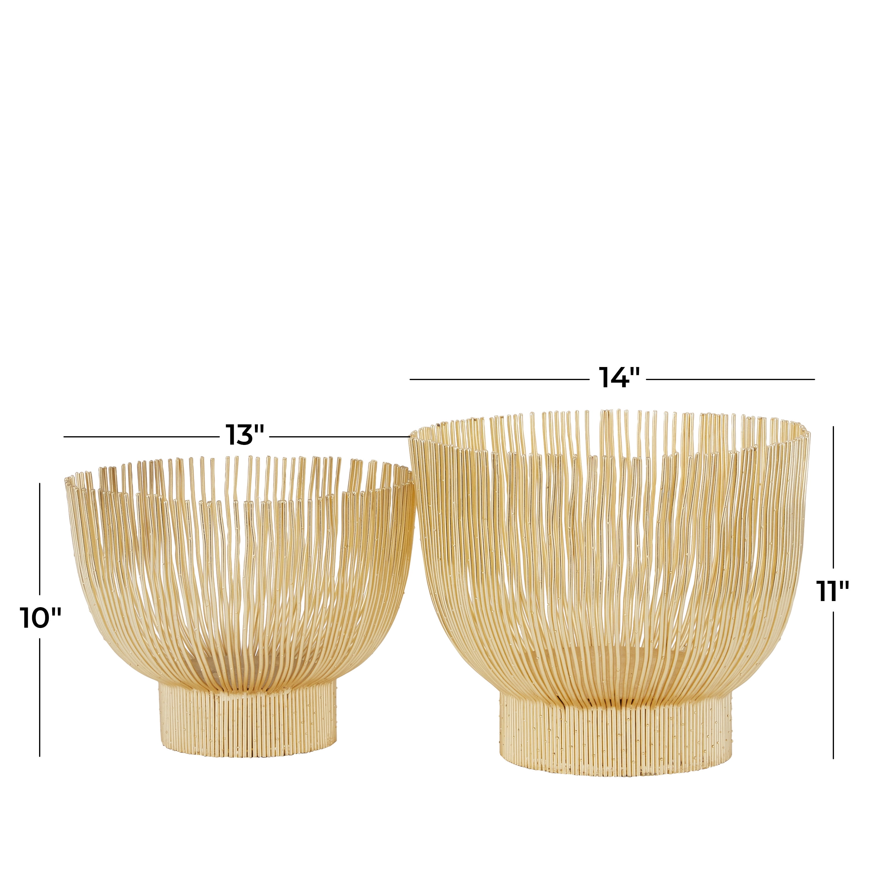 DecMode 11", 10"H Round Gold Metal Decorative Bowl, Set of 2