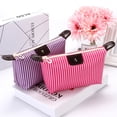 thumbnail image 3 of Women Girls Makeup Bags Stripe Purse Mini Zipper Pouch Dumpling Folding Waterproof Makeup Handbag, 3 of 9