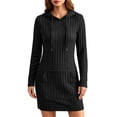 thumbnail image 5 of Guieoi Womens Dresses Long Sleeve Solid-Color Casual Fall/Winter Dress Midi Dress Black XL, 5 of 9