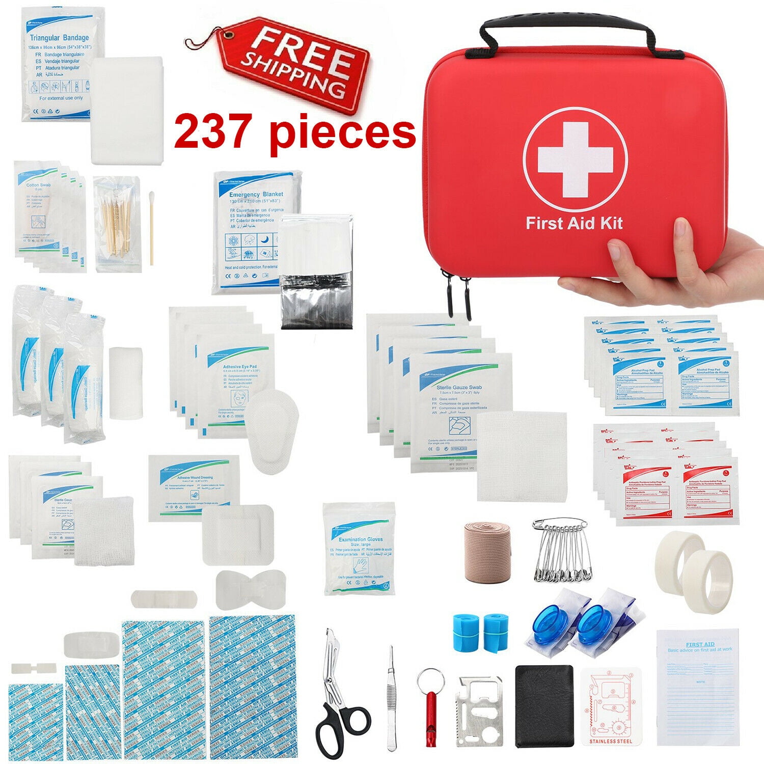 237PCS First Aid Kit Emergency Medical Set Travel Workplace Family