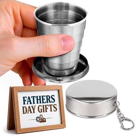 Great Rocky Stainless Steel Portable Outdoor Travel Camping Folding Collapsible Cup Metal Telescopic Keychain 75Ml
