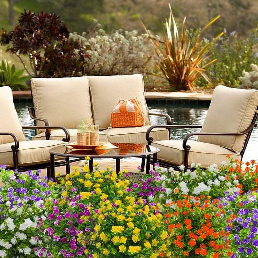 Morttic 12 Bundles Artificial Fake Flowers, Faux Outdoor Plastic Plants UV Resistant Shrubs Outside Indoor Decorations (White)
