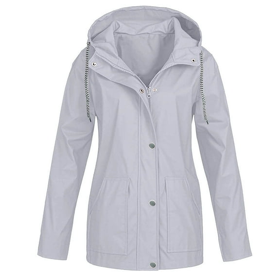 MaFYtyTPR Winter Jacket Coat for Women Fashion Solid Color Button Drawstring Jacket Plus Size Hooded Windproof & Waterproof