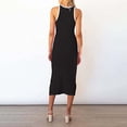 thumbnail image 5 of Women's Casual Tennis Dress for Everyday Wear Mid Length Sleeveless Ribbed Crew Neck Vest Split With Cut Out Detailing Black S, 5 of 8
