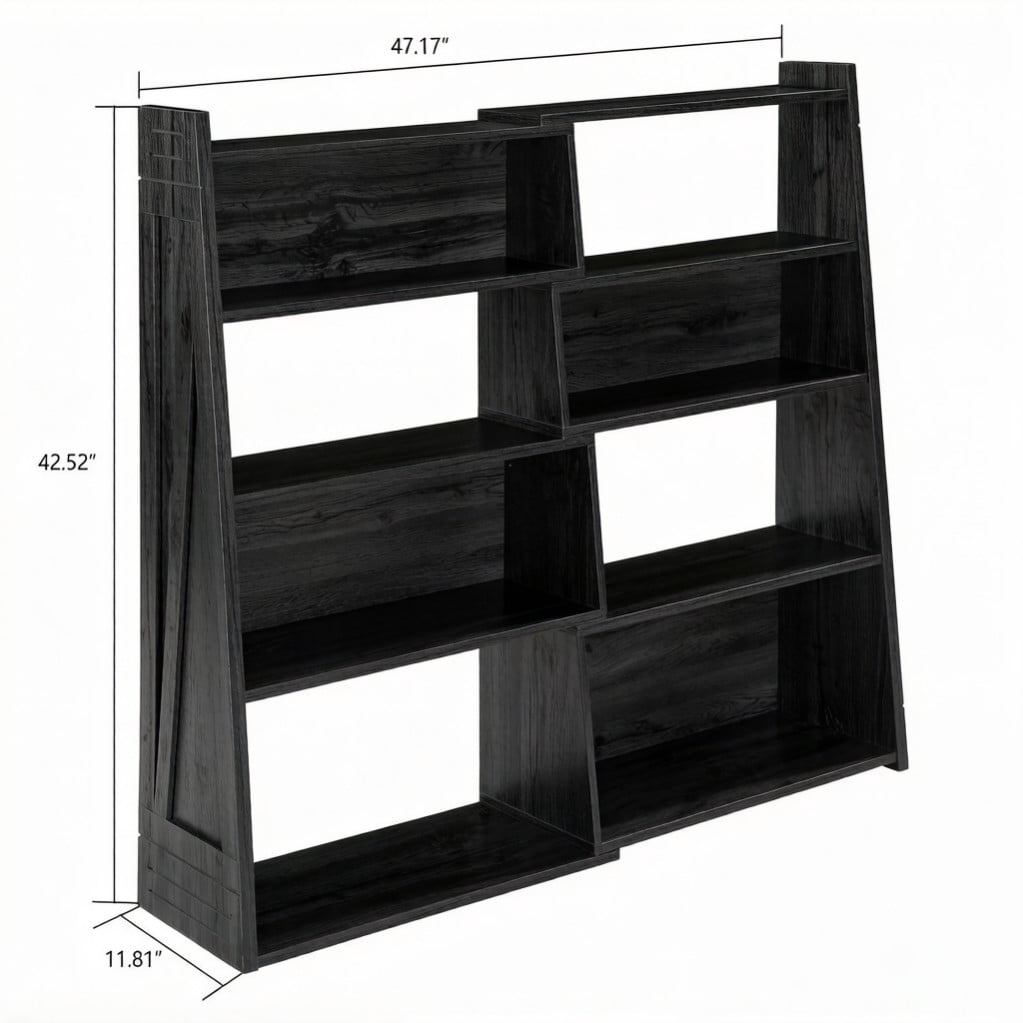 Expandable Bookshelf, 4-Tier 2-Piece L-Shaped Adjustable Bookcase, Up to 47" Wide Modular Storage Shelf for Wall Corners, Living Room, Bedroom & Small Spaces, Black