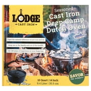 Lodge 14 / 10 Quart Seasoned Cast Iron Deep Camp Dutch Oven