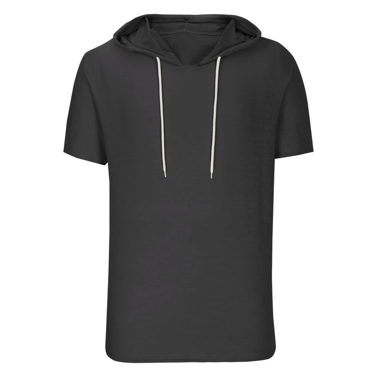ohmzyzo Men's Solid Hooded Tosp Summer Half Sleeve T-Shirts Casual
