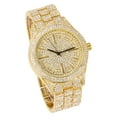 thumbnail image 2 of Mens Iced Out 42mm Diamond Watch with Simulated Diamonds and Bling Dial - Bling-ed Out Fully Adjustable Metal Band - Quartz Movement - 14k Gold Tone Finish, 2 of 6