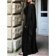 thumbnail image 6 of Women'S Elegant Solid Color Long Sleeve Dress Bat Sleeve Islamic Maxi Robe Black XL, 6 of 7