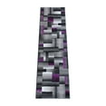 thumbnail image 2 of Emma + Oliver 2x7 Modern Cubist Olefin Accent Runner Rug in Gradient Shades of Black, Gray and Purple with Natural Jute Backing, 2 of 6