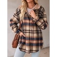 thumbnail image 6 of Women'S Flannel Hooded Plaid Shacket Thick Coat Winter Coat for Warmth Button Down Warm and Fuzzy Fleece Jacket Brown XL, 6 of 9