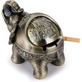 thumbnail image 1 of Cenicero vintage a prueba de viento con tapas - Cenicero de mesa de modelado de elefante retro para uso en interiores y exteriores, decoración retro para el hogar y la oficina Bronce verde TUNC Sencillez, 1 of 5