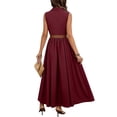 thumbnail image 6 of Aimik Womens Belted Collared Maxi Shirt Dress Sleeveless V Neck Loose Fit Summer Vacation Beach Long Dresses with Pockets, 6 of 6