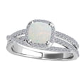 thumbnail image 1 of AoneJewelry 1.35 Carat Cushion Shape Opal & White Diamond Split Shank Ring In 14K Solid White Gold, 1 of 5