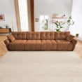 thumbnail image 3 of 142" Oversized Chenille Modular Sectional Sofa with High-Resilience Memory Foam Cushion, Adjustable Lumbar Support, 4-Seater Upholstered Corner Sofa with 2 Throw Pillows, for Living Room, Brown, 3 of 7