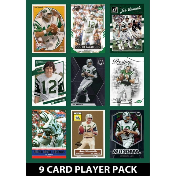 Joe Namath 9 Card Legend Pack Donruss Topps 2023 2024 Panini Score Jets