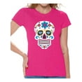 thumbnail image 1 of Awkward Styles Women's Colorful Skull Graphic T-shirt Tops Candy Skull Dia De Los Muertos, 1 of 4