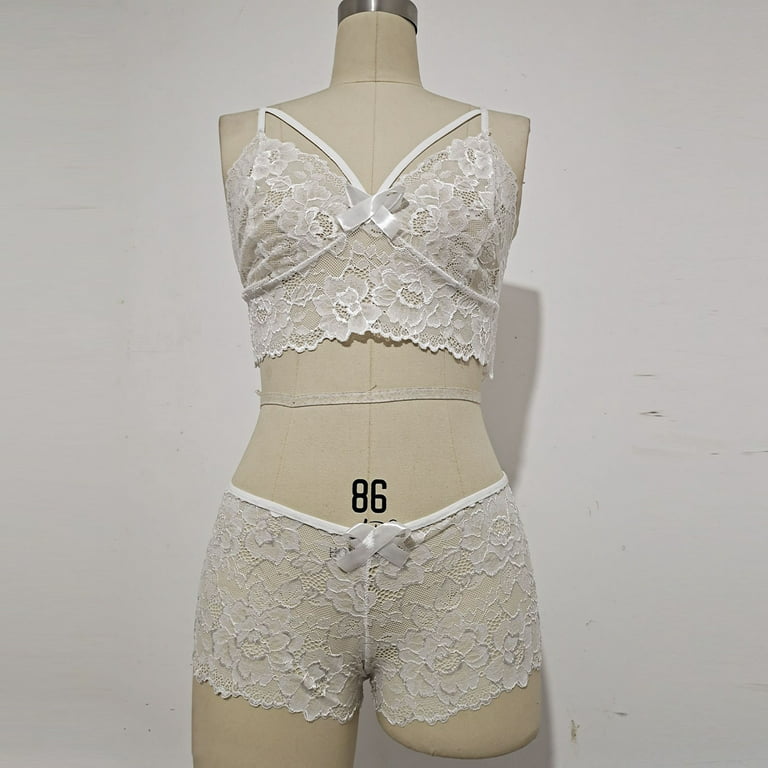 Lingerie for Women Plus Size Corset Lace Floral Bralette Bra Two Piece  Underwear 