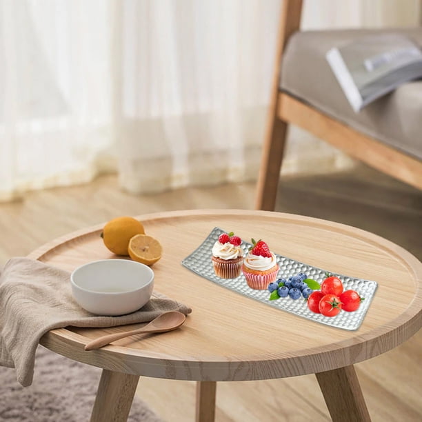 Bandeja de madera para dulces, ideal para sala de estar, comedor o cualquier espacio. También sirve como decoración en blanco, plateado o dorado. Soporte de dos niveles para snacks, perfecto