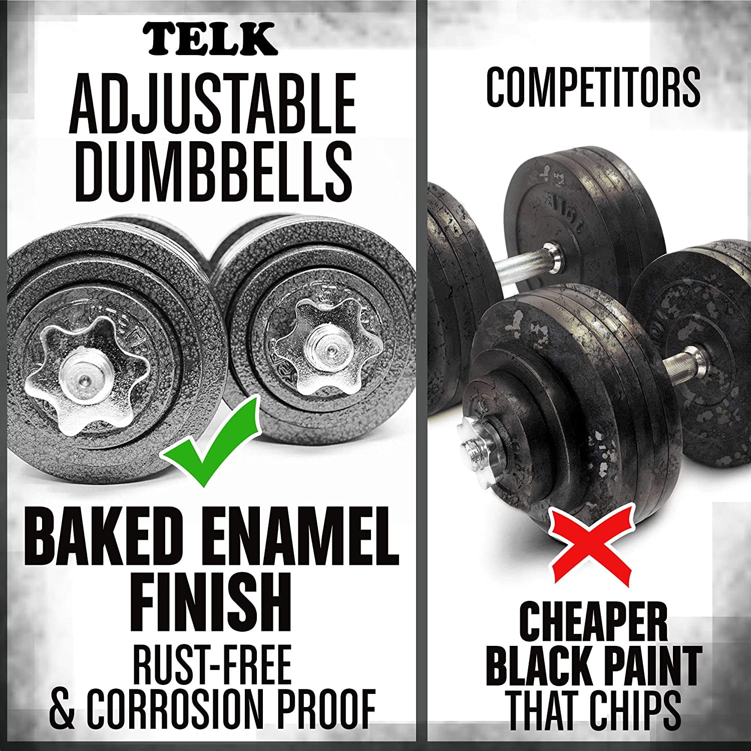 Telk Fitness Adjustable Dumbbells 45 Lbs. Hand Weights for Home
