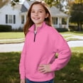 thumbnail image 3 of Uorisanigo Pink Girls Half Zip Collar Sweatshirts Fall Winter Clothes Athletic Tops Quarter Zipper Cropped Sweatshirt with Long Sleeve Pullover Sweaters, 3 of 7