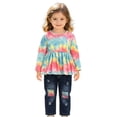 thumbnail image 5 of Toddler Girls 2 Piece Casual Outfit Set Tie Dye Long Sleeve Top and Denim Jeans for 6-12 Months 12-24 Months 2t 3t 4t 5t 6t 7t 8t 9t Children 5-6 Years, 5 of 9